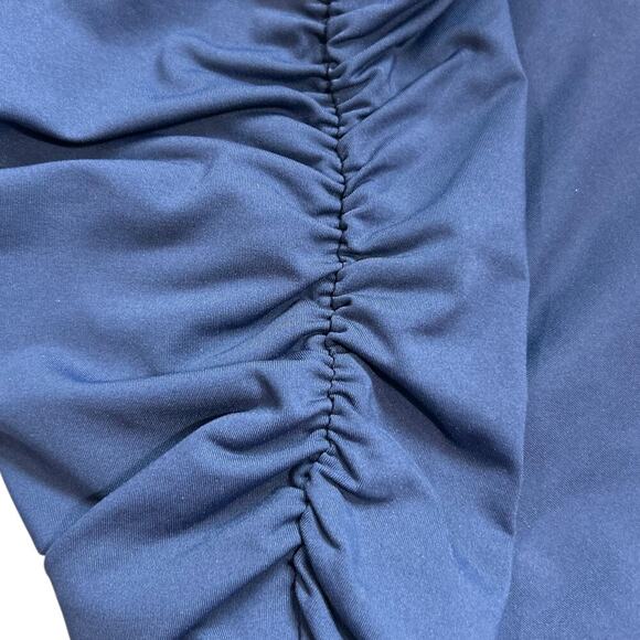 Lands' End Womens Navy Ultra High Waisted Retro Swim Bottom Ruched Sides Size 12 - Picture 4 of 5